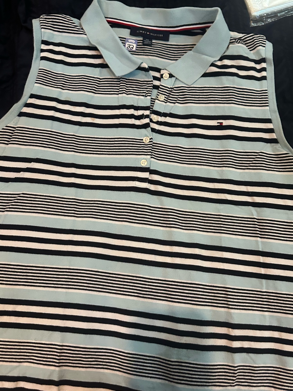 Tommy Hilfiger Sleeveless Striped Polo Tank - Light Blue, Black, White